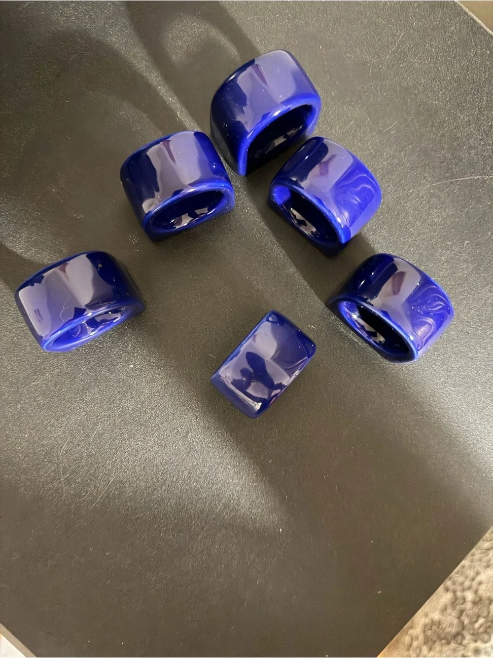 Set of 6 pier 1 imports Chunky Cobalt Blue napkins Rings